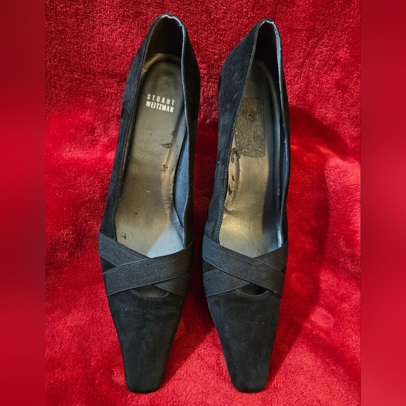 Stuart Weitzman Elegant Black Suede Low Heel Women's Pumps - Size 10M - Picture 5 of 9